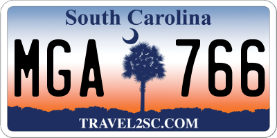 SC license plate MGA766