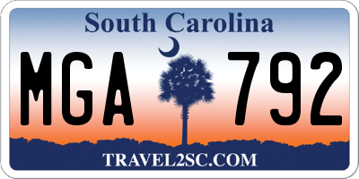 SC license plate MGA792