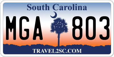 SC license plate MGA803