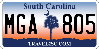 SC license plate MGA805