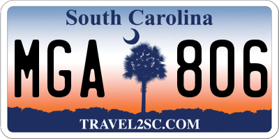 SC license plate MGA806