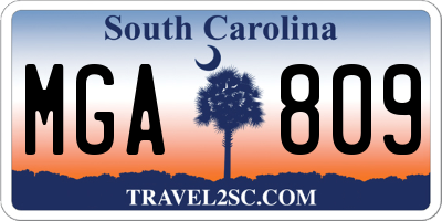 SC license plate MGA809