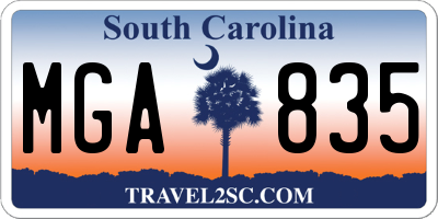 SC license plate MGA835