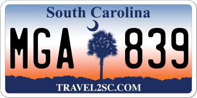 SC license plate MGA839