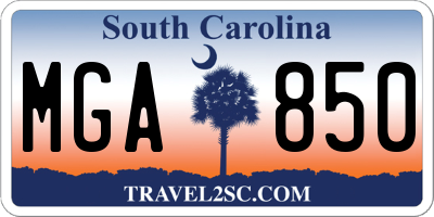 SC license plate MGA850