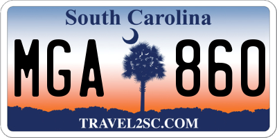 SC license plate MGA860
