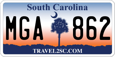 SC license plate MGA862
