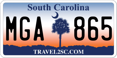 SC license plate MGA865