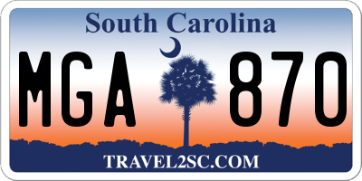 SC license plate MGA870