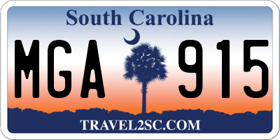 SC license plate MGA915
