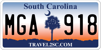 SC license plate MGA918