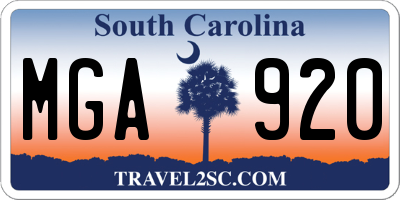 SC license plate MGA920
