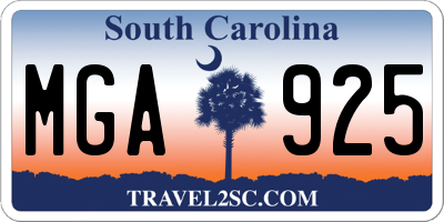 SC license plate MGA925