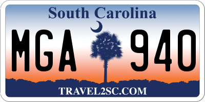 SC license plate MGA940
