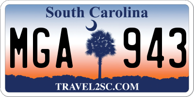 SC license plate MGA943