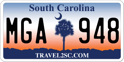 SC license plate MGA948