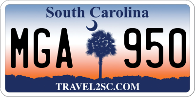 SC license plate MGA950