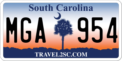SC license plate MGA954