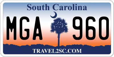 SC license plate MGA960