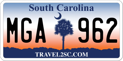 SC license plate MGA962
