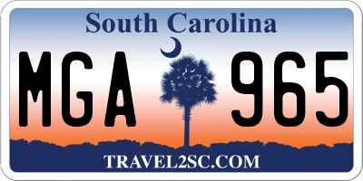 SC license plate MGA965