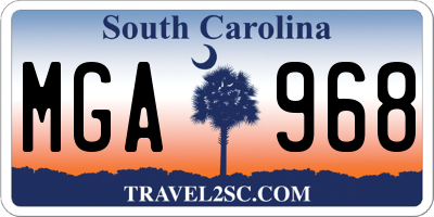 SC license plate MGA968
