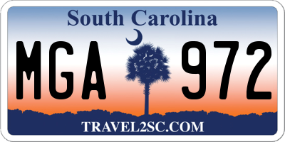 SC license plate MGA972