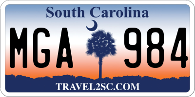 SC license plate MGA984
