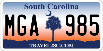 SC license plate MGA985