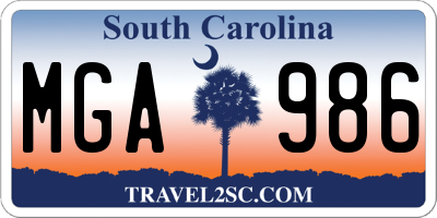 SC license plate MGA986