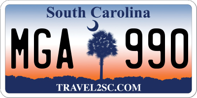 SC license plate MGA990