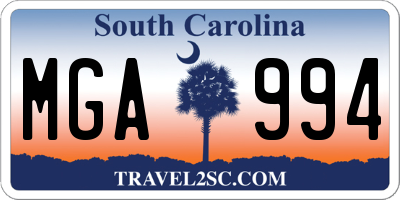SC license plate MGA994