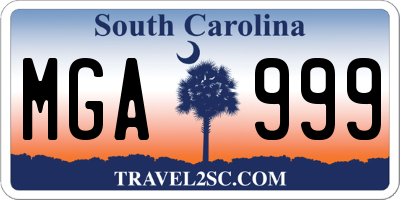 SC license plate MGA999