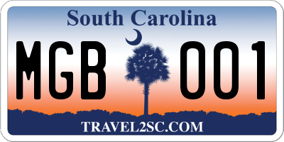 SC license plate MGB001