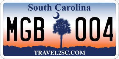SC license plate MGB004