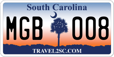 SC license plate MGB008