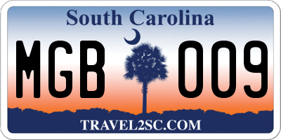 SC license plate MGB009