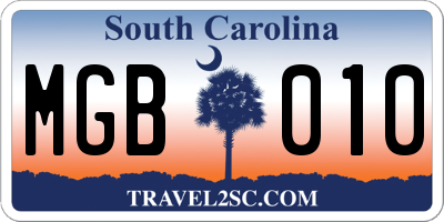 SC license plate MGB010