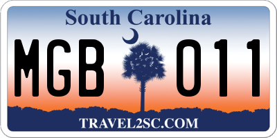 SC license plate MGB011