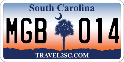 SC license plate MGB014