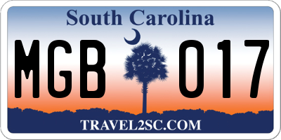 SC license plate MGB017