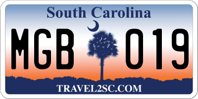 SC license plate MGB019