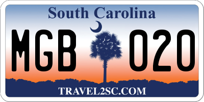 SC license plate MGB020