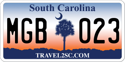 SC license plate MGB023