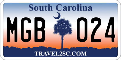 SC license plate MGB024
