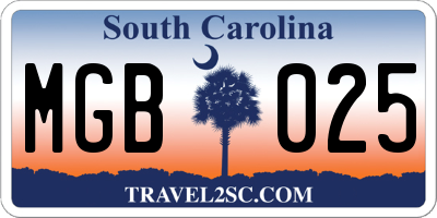 SC license plate MGB025