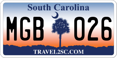 SC license plate MGB026