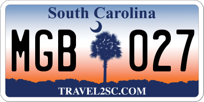 SC license plate MGB027