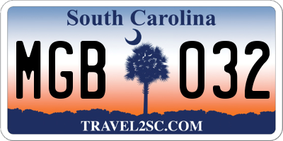 SC license plate MGB032