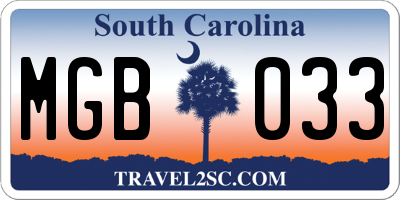 SC license plate MGB033
